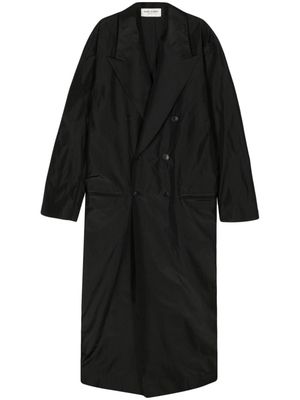 Saint Laurent double-breasted silk coat - Black