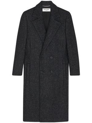 Saint Laurent double-breasted wool coat - Black