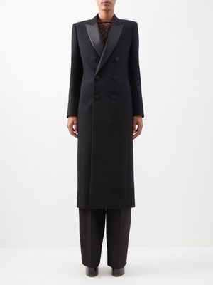 Saint Laurent - Double-breasted Wool Crepe Coat - Womens - Black