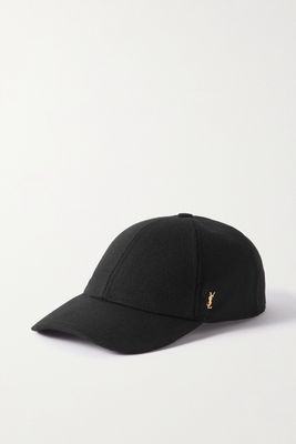 SAINT LAURENT - Embellished Wool-blend Felt Baseball Cap - Black