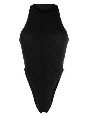 Saint Laurent embossed-finish open-back swimsuit - Black