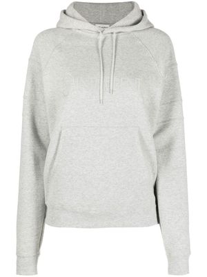 Saint Laurent embroidered-logo cotton hoodie - Grey