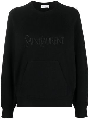 Saint Laurent embroidered logo crew-neck sweatshirt - Black