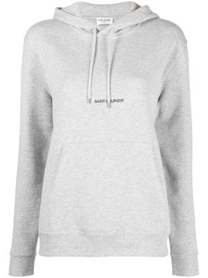Saint Laurent embroidered logo long-sleeve hoodie - Grey