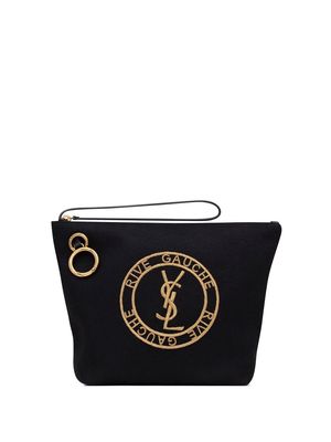 Saint Laurent embroidered-logo trapeze pouch - Black
