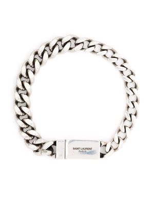 Saint Laurent engraved-logo chain-link bracelet - Silver