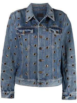Saint Laurent eyelet-embellished denim jacket - Blue