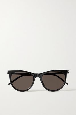 SAINT LAURENT Eyewear - Cat-eye Acetate And Silver-tone Sunglasses - Black