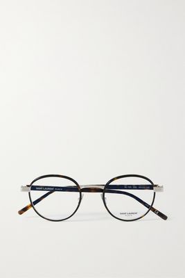 SAINT LAURENT Eyewear - Round-frame Tortoiseshell Acetate And Silver-tone Optical Glasses - One size
