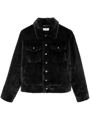 Saint Laurent faux-fur detail trucker jacket - Black