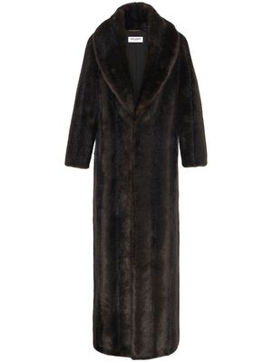 Saint Laurent faux-fur long coat - Brown