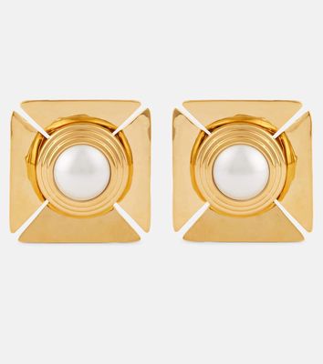 Saint Laurent Faux pearl-embellished clip-on earrings
