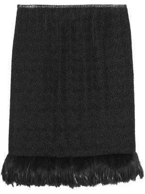 Saint Laurent feather-trim slip skirt - Black