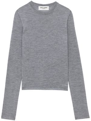 Saint Laurent fine-knit crew-neck jumper - Grey