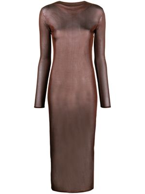 Saint Laurent fine-knit midi dress - Brown