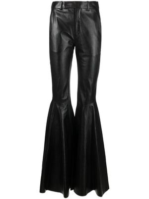 Saint Laurent flared leather trousers - Black