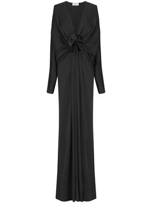 Saint Laurent floral-detail long dress - Black