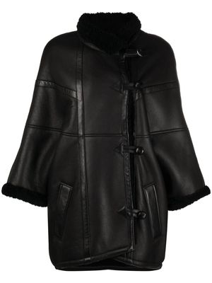 Saint Laurent funnel-neck lambskin coat - Black