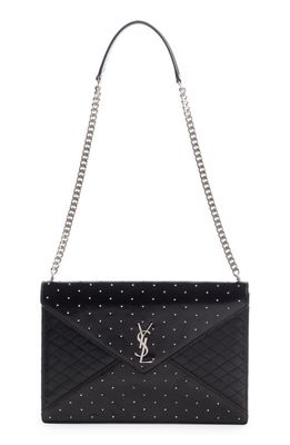Saint Laurent Gaby Studded Quilted Leather Shoulder Bag in Nero
