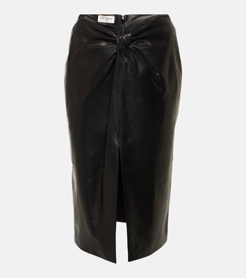 Saint Laurent Gathered leather pencil skirt