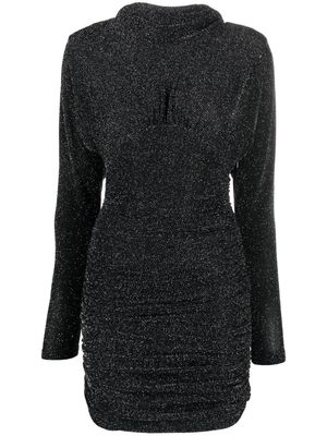 Saint Laurent glittery draped-back mini dress - Black