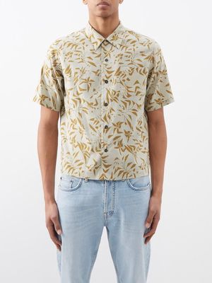 Saint Laurent - Hawaii Leaf-print Lyocell-blend Twill Shirt - Mens - Sand