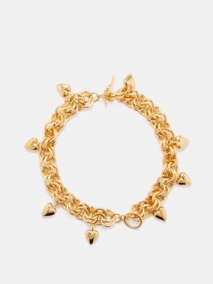 Saint Laurent - Heart-charm Multi-link Chain Bracelet - Womens - Yellow Gold