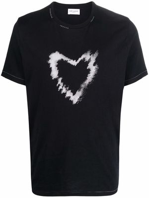 Saint Laurent heart-print organic cotton T-shirt - Black