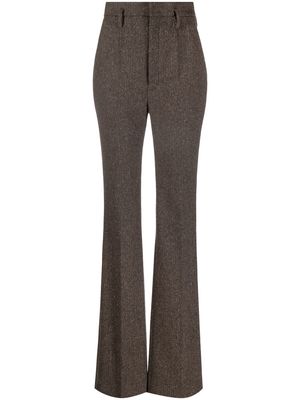 Saint Laurent herringbone-pattern flared trousers - Brown