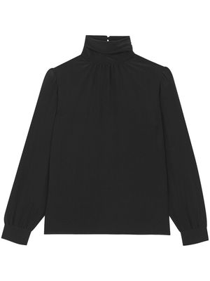 Saint Laurent high-neck long-sleeve blouse - Black