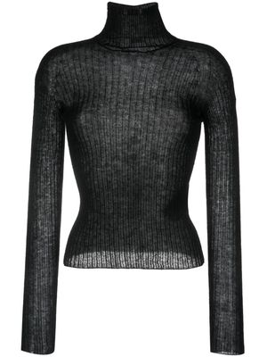 Saint Laurent high-neck ribbed-knit jumper - Black