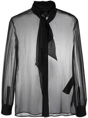 Saint Laurent high-neck silk shirt - Black