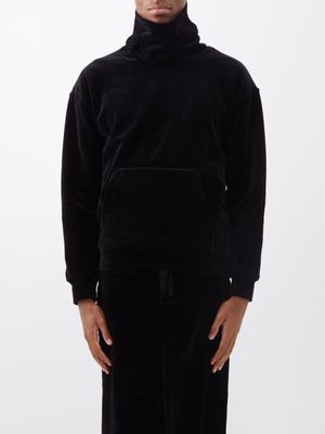 Saint Laurent - High-neck Velour Sweatshirt - Mens - Black