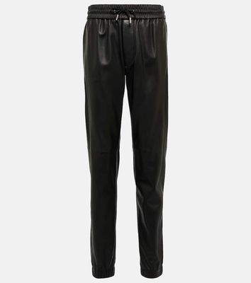 Saint Laurent High-rise leather drawstring pants
