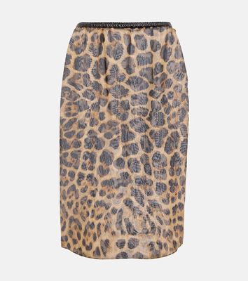 Saint Laurent High-rise leopard-print silk midi skirt