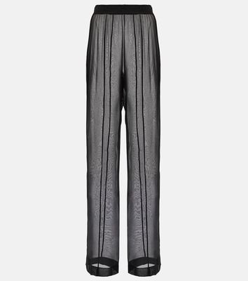 Saint Laurent High-rise straight silk chiffon pants