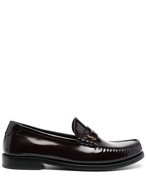 Saint Laurent high-shine leather loafers - Red