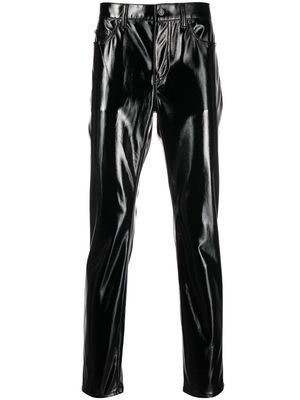 Saint Laurent high-shine slim-cut trousers - Black