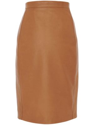 Saint Laurent high-waisted lambskin pencil skirt - Brown