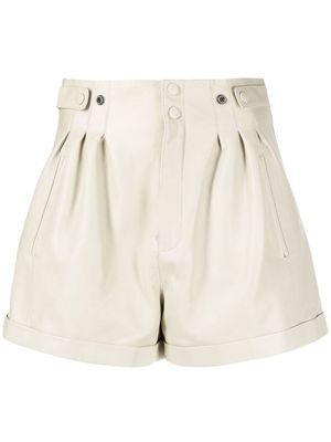 Saint Laurent high-waisted leather shorts - Neutrals