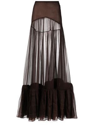 Saint Laurent high-waisted maxi skirt - Brown