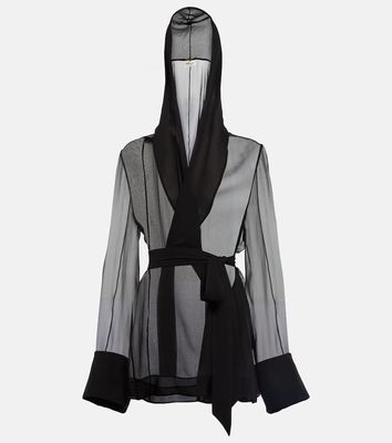 Saint Laurent Hooded sheer silk blazer