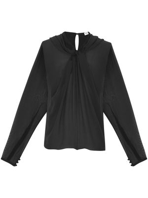 Saint Laurent hooded silk T-shirt - Black