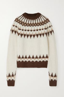 SAINT LAURENT - Intarsia Wool-blend Sweater - Cream
