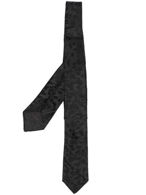 Saint Laurent jacquard-pattern silk tie - Black
