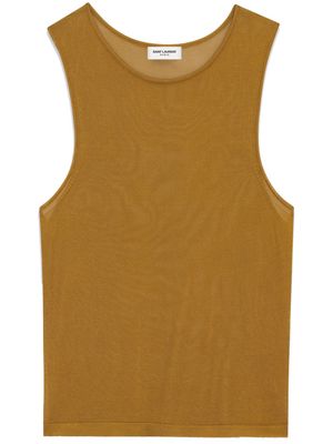 Saint Laurent knitted cropped tank top - Brown