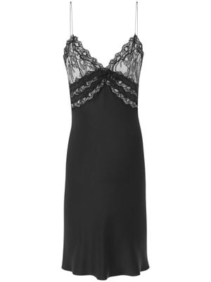 Saint Laurent lace-panelling silk slip dress - Black