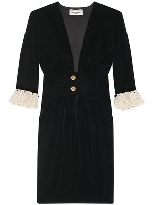 Saint Laurent lace-trim midi dress - Black