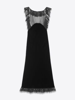 Saint Laurent lace-trimmed midi dress - Black