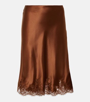 Saint Laurent Lace-trimmed silk satin miniskirt